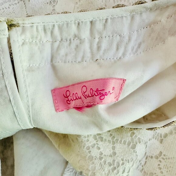 LILLY PULITZER LACE SLEEVELESS EMBROIDERED NECKLINE RESORT WHITE BLOUSE - Picture 6 of 7